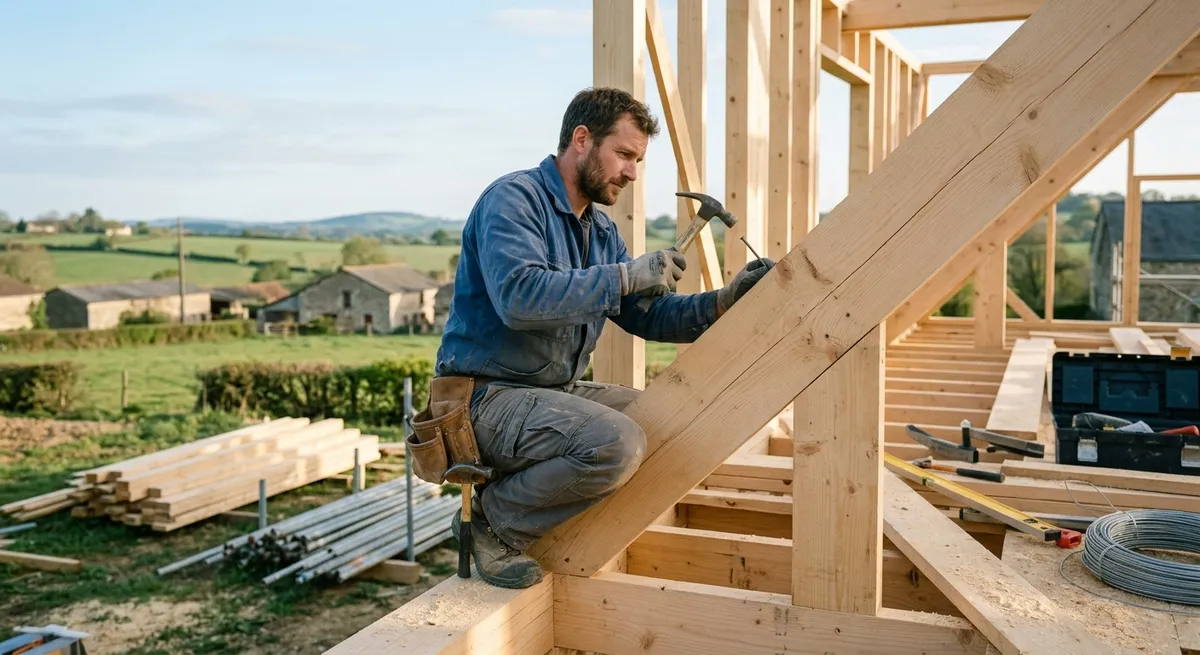 Chantier d'autoconstruction de maison individuelle