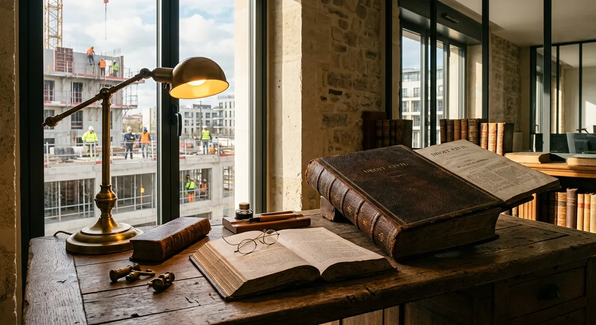 Bureau juridique avec documents et Code des assurances