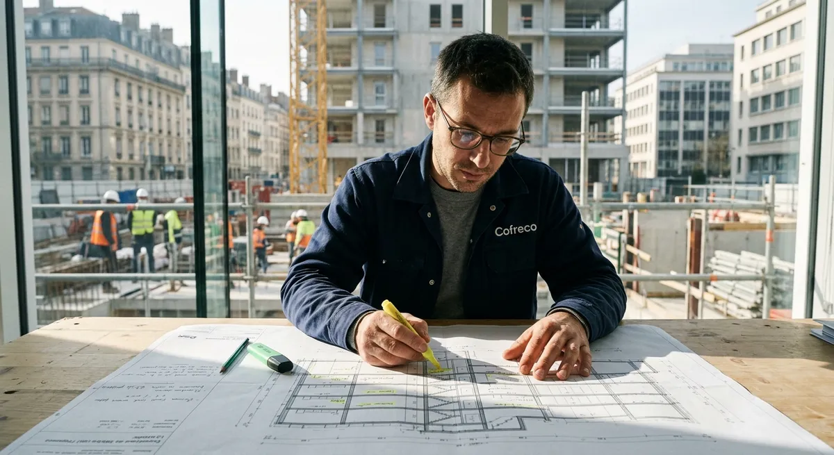 Ingénieur examinant les plans structurels d'un bâtiment