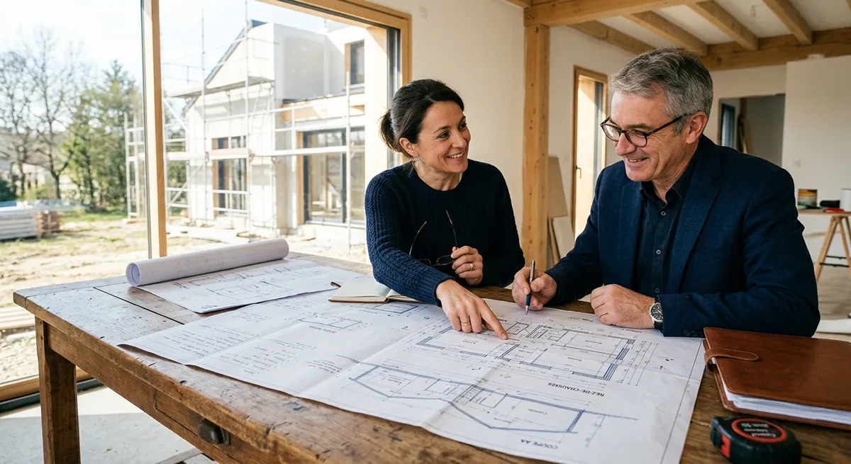 Famille devant une maison protégée par l'assurance dommage ouvrage